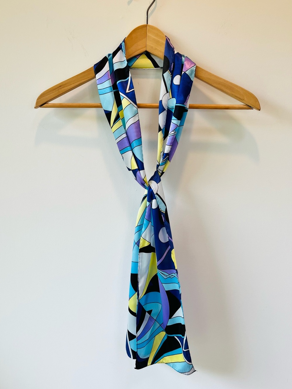 Pucci-Style Abstract Blue Multi-Color Scarf